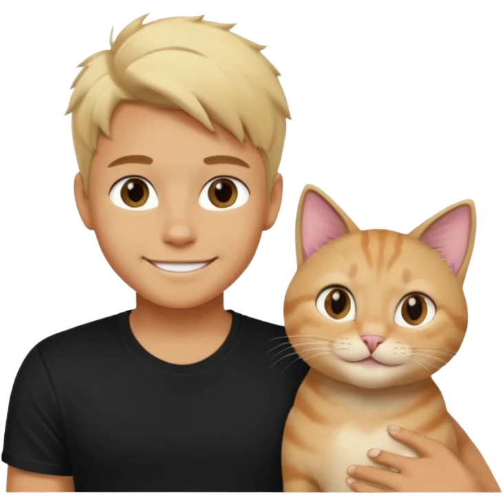 sexy boy with blonde hair and black t-shirt with cat  emoji