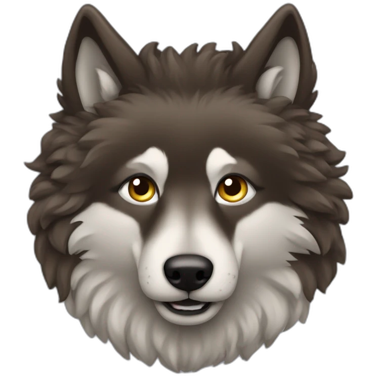 Curly haired brune wolf emoji