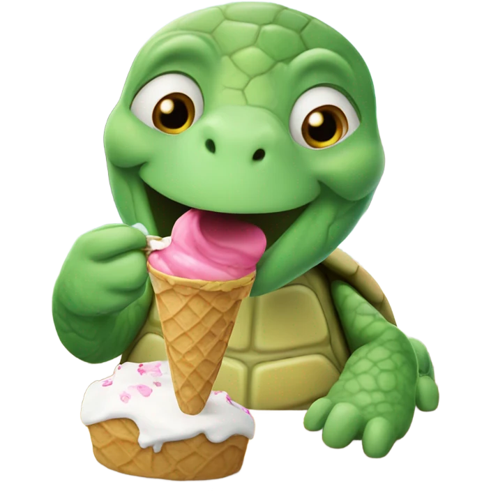 Turtle eating ice cream emoji