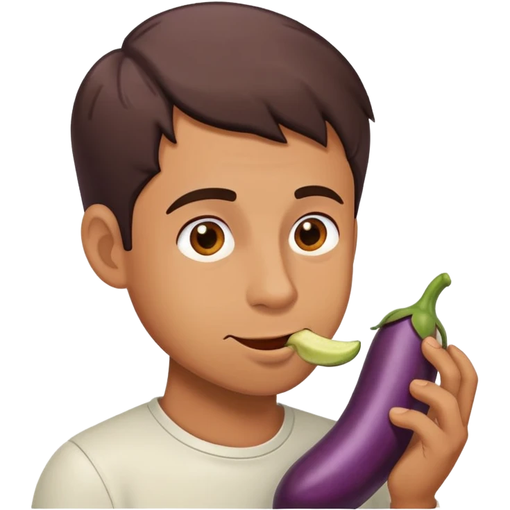 Man eating an eggplant emoji