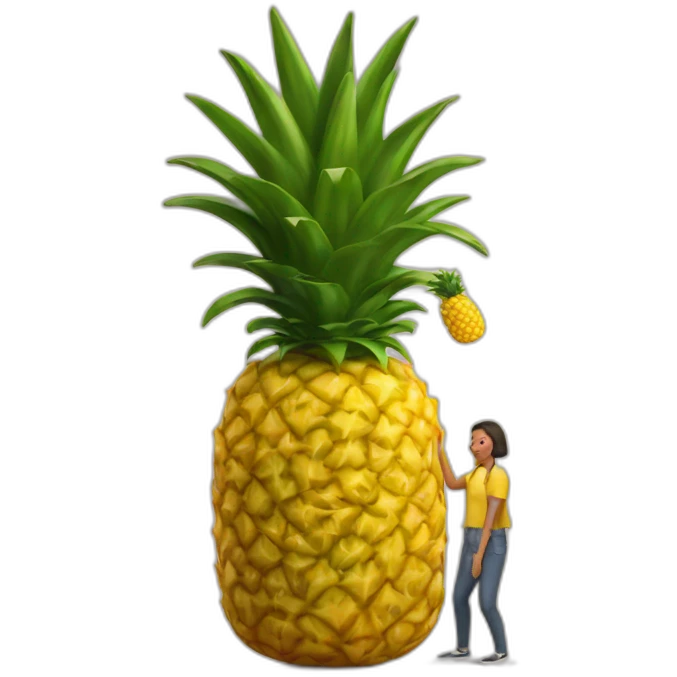 Human sized pineapple eating a human emoji