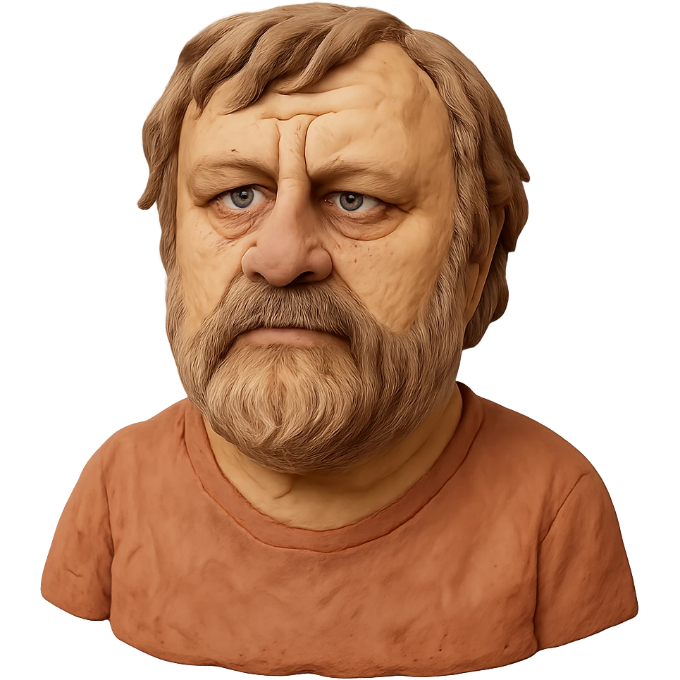 claymation style bust of Slavoj Žižek, no background emoji