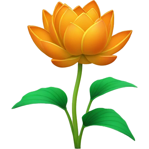 Orange coloured lotus having green stem emoji