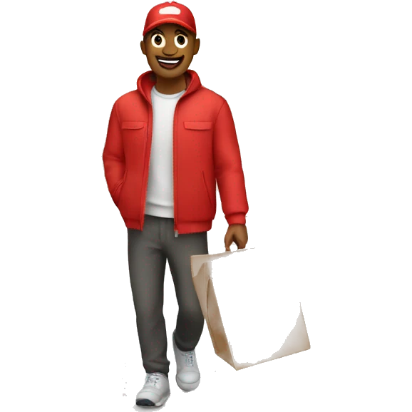 food delivery guy in red clothes  emoji