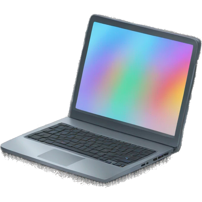 laptop with colorful horizontal strokes of code on the screen emoji