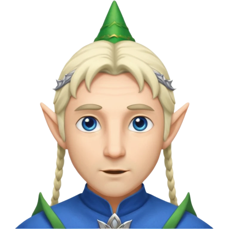 elf prince with pointy ears, white skin, silverblond hair, blue eyes, Chin beard emoji