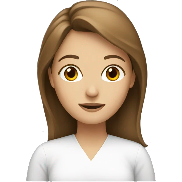 White women with brown hair studying emoji