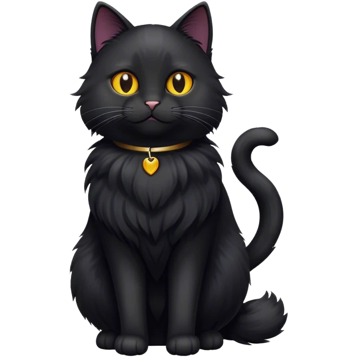 beautiful black cat whole body emoji