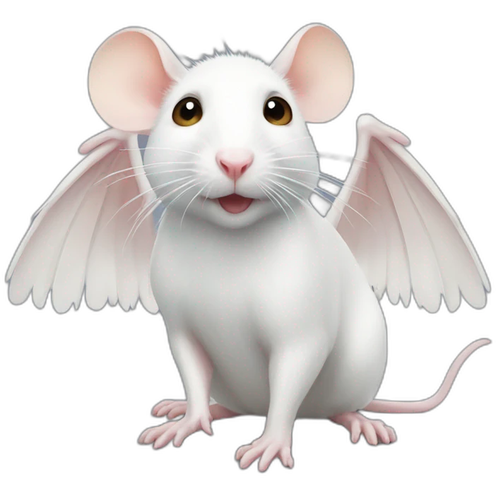White rat with wings emoji