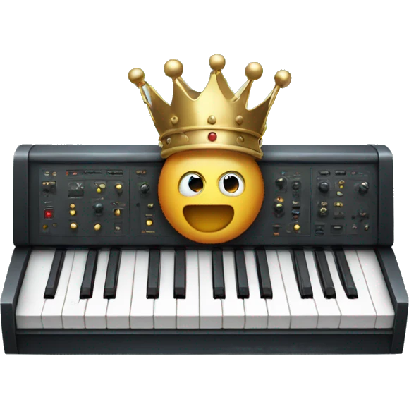 a synth with a crown on the corner emoji