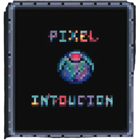 Retro pixel art introduction sign for presentation emoji