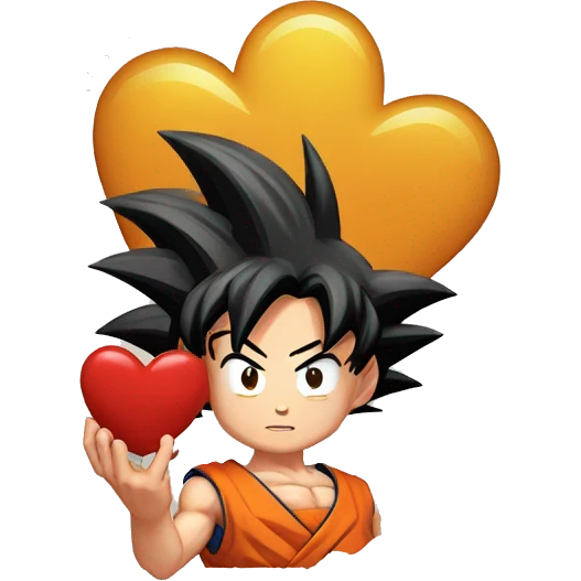 Goku con un corazon en sus manos emoji