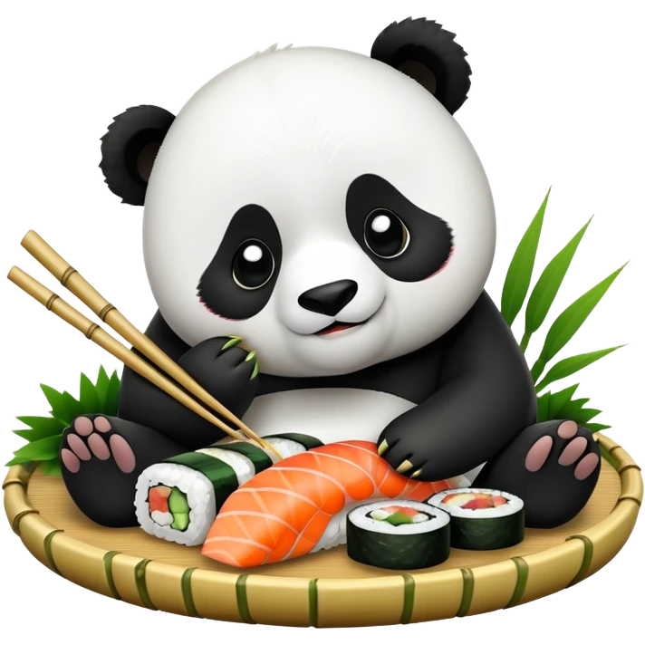 panda eating sushi emoji