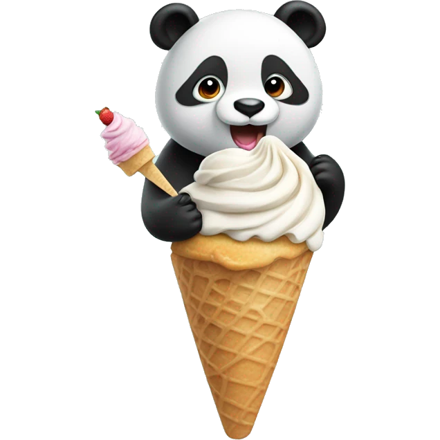 Panda eating ice cream emoji