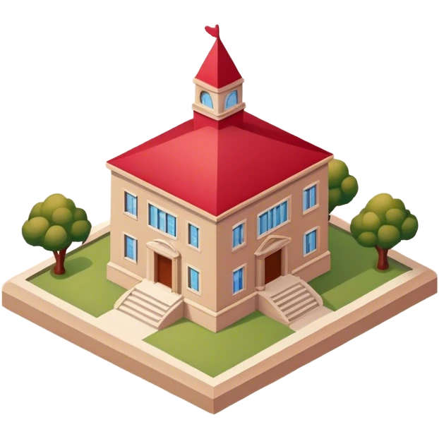 isometric beige and crimson school emoji