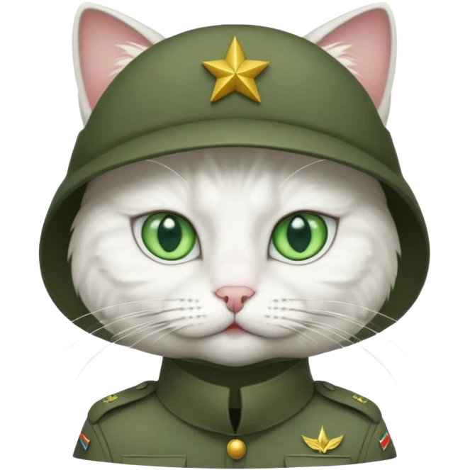 white Cat in army outfit emoji