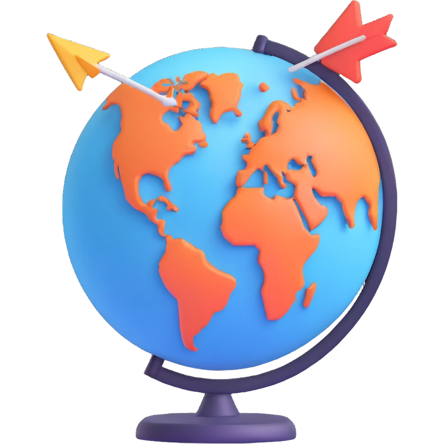 VPN icon with a globe, an arrow, and a connection network, modern 3D icon style emoji
