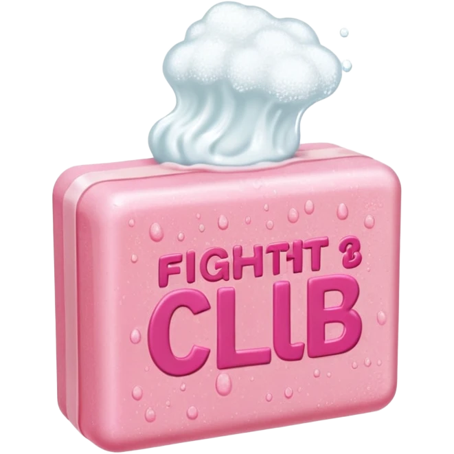 wet pink soap bubbly with "fight club" on it emoji