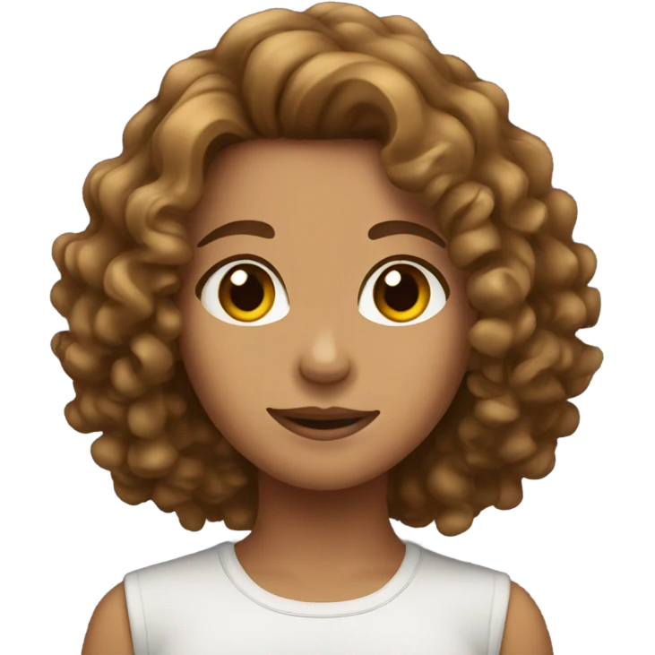 Girl with brown curly hair but tan emoji