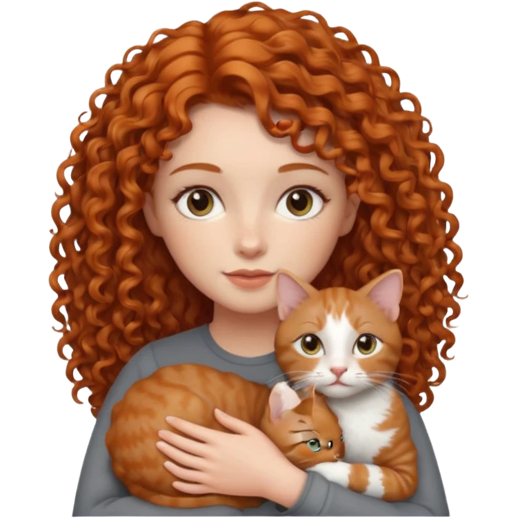 a ginger curly hair woman vet holding a cat emoji