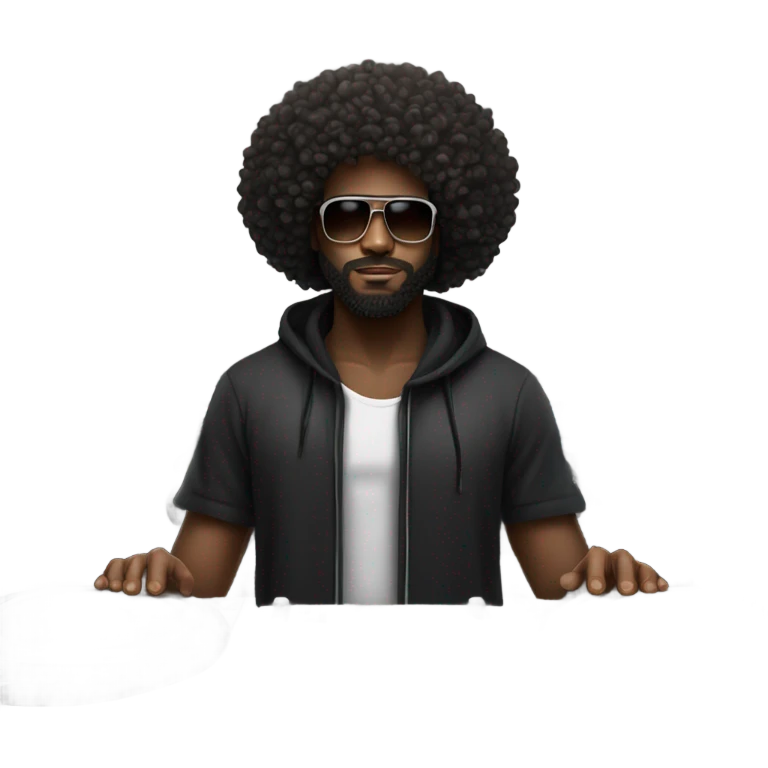 Black man with curly fro and beard dj  emoji