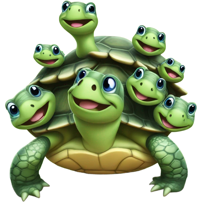 Turtle is happy with her children emoji
