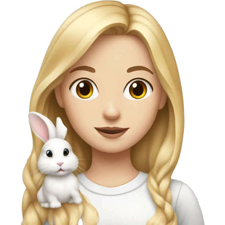 Blonde white girl with a white and brown bunny emoji
