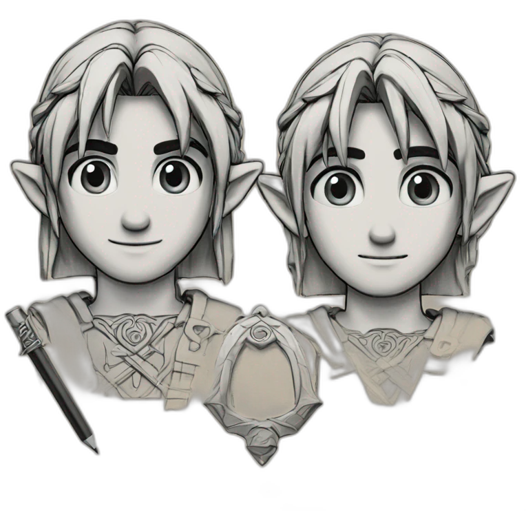 Link drawing with a pen (The Legend of Zelda) emoji
