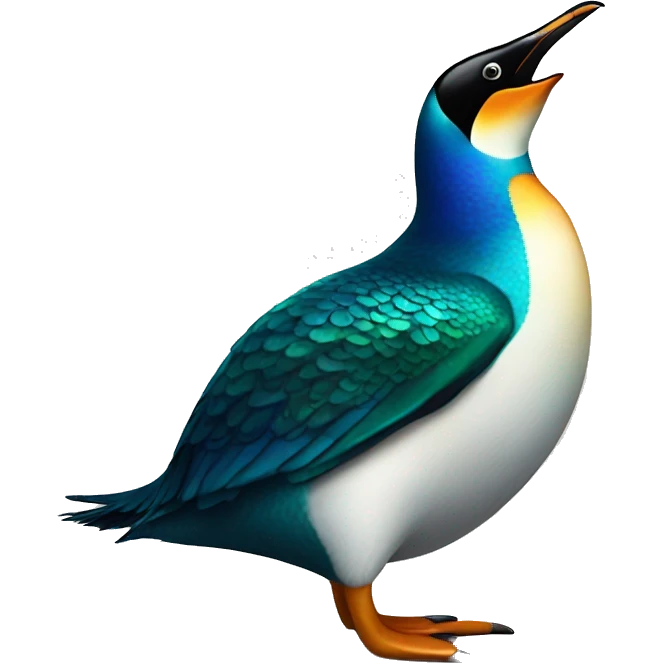 penguin with peacock back emoji