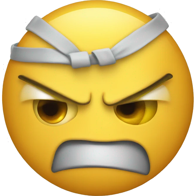 Angry yellow emoji face with eye black emoji