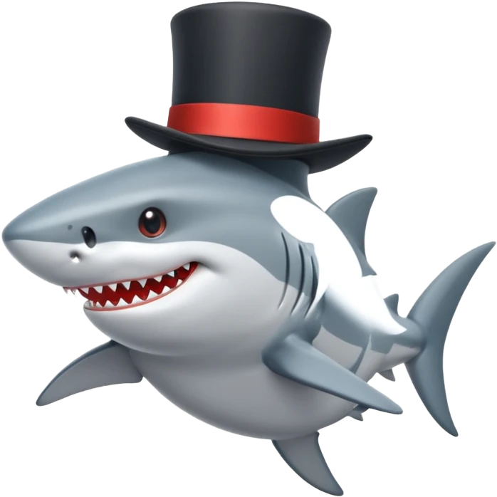 Shark with a top hat emoji