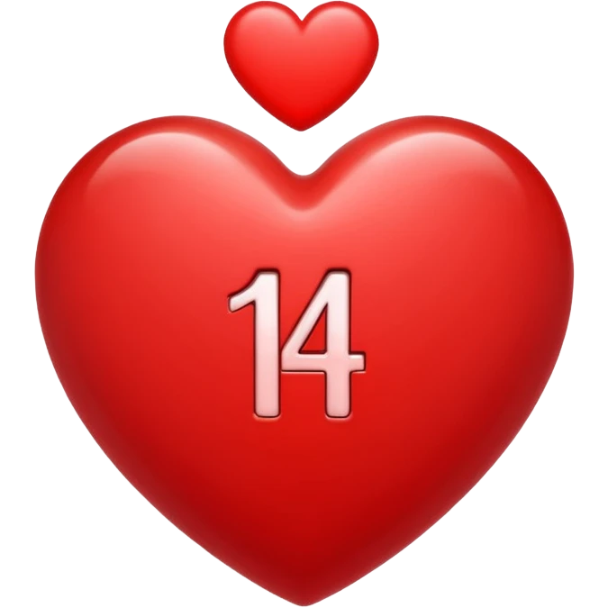 the number "14" in a red heart emoji