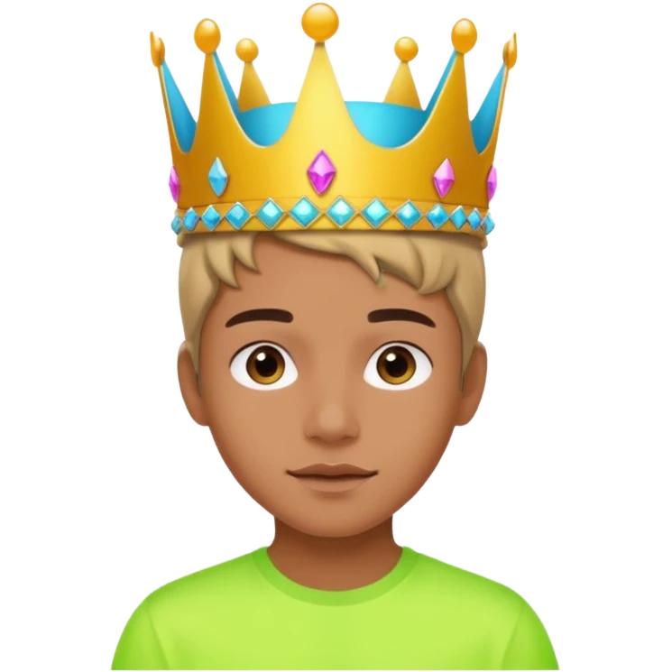 A stylish teen wearing a neon plastic crown for fun.

























 emoji
