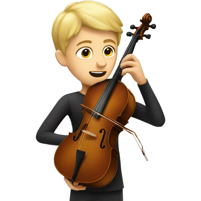 Blonde boy with very short hair playing cello  emoji