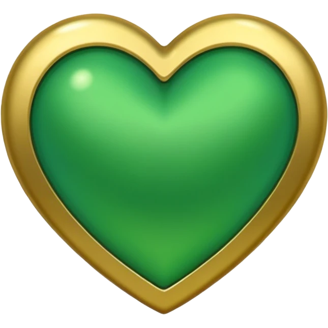 green heart with a gold metallic finish emoji