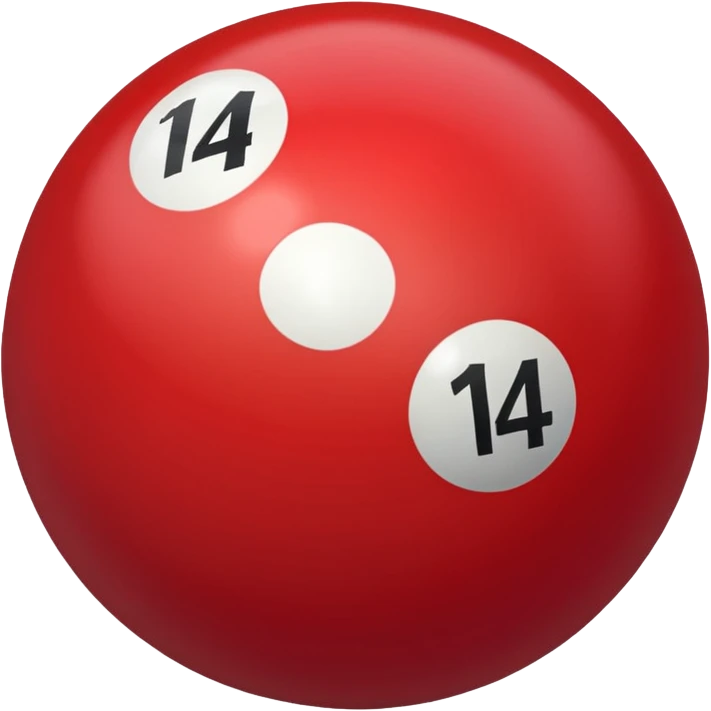 The number 14 on a red pool ball emoji