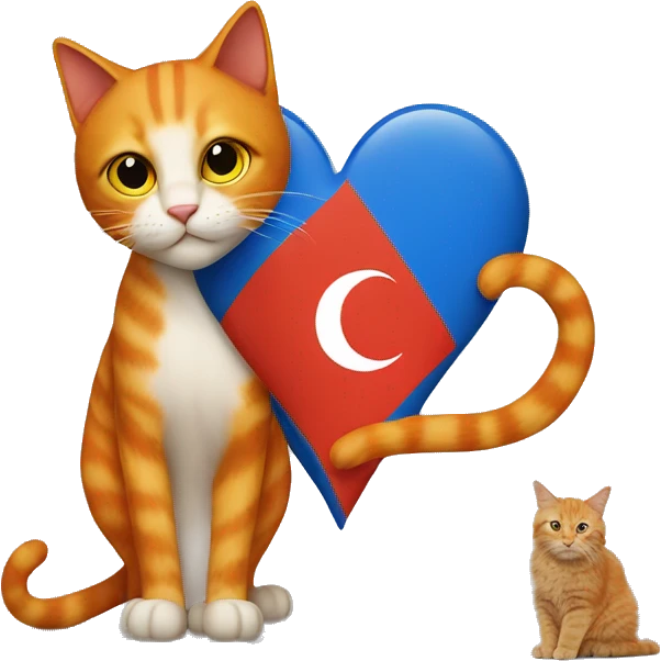 Albanian flag and orange cat with in the blue heart emoji