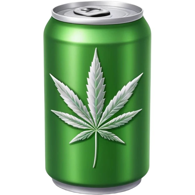 red soda can with a green cannabis leaf printed on it emoji