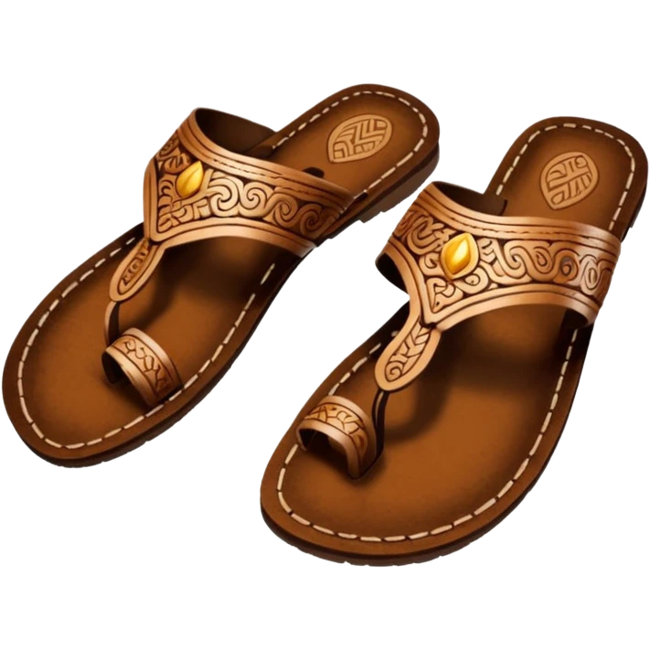 generate an ios genmoji of a kolhapuri chappal (brown) emoji