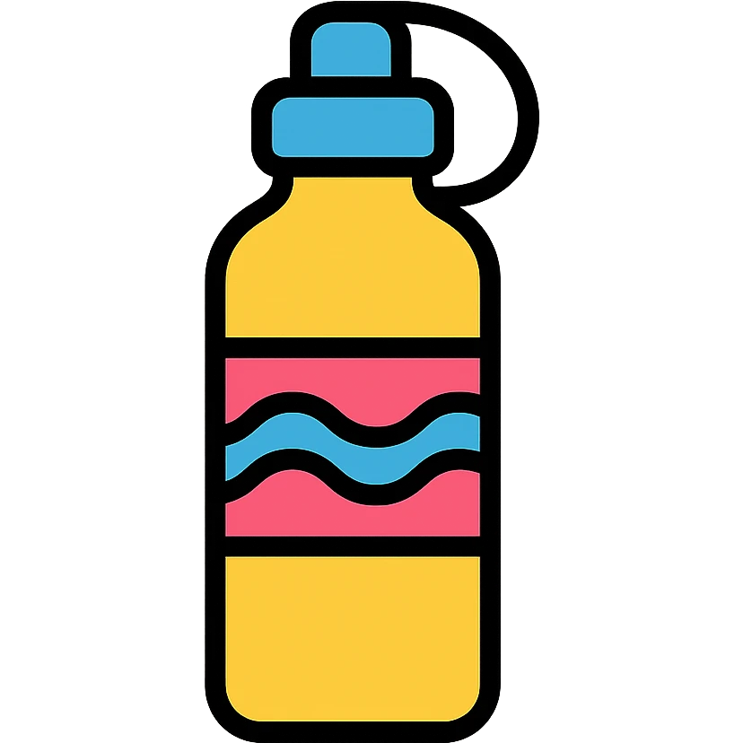 water bottle decoration icon with black outlines in colorful style emoji