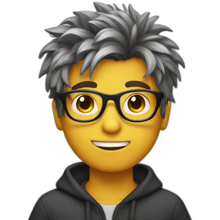 Boy with black glasses and messy hairs  emoji