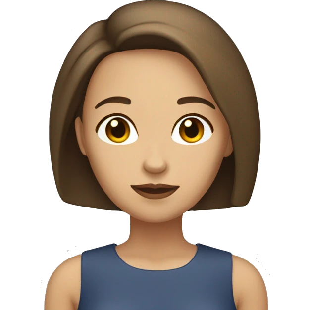 A woman with chin length straight brown hair with light skin  with brown eyes emoji