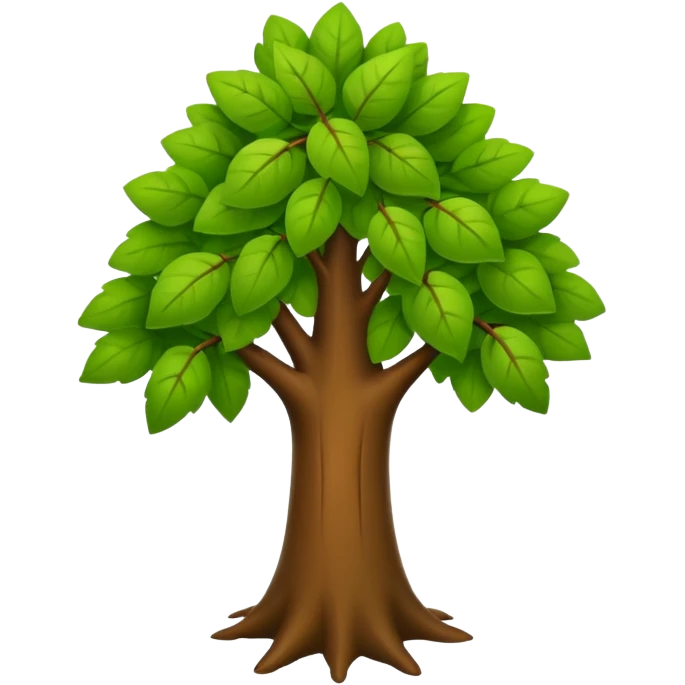 "iOS style tree emoji, green leaves with a brown trunk, smooth texture, no background" emoji