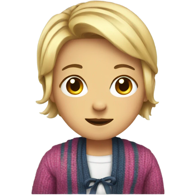 A feminine boy with a cardigan with ribbons emoji