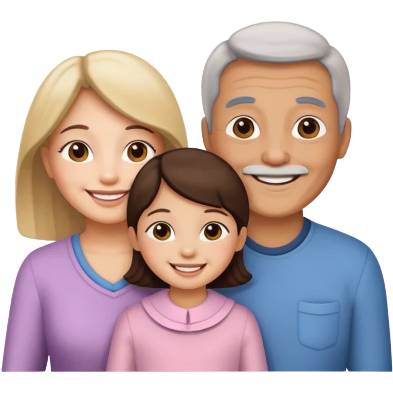 mama, papa niña y gata emoji