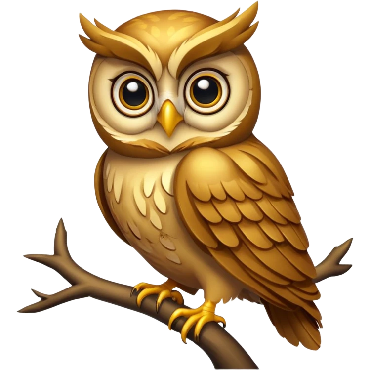 golden owl sitting on a branch emoji