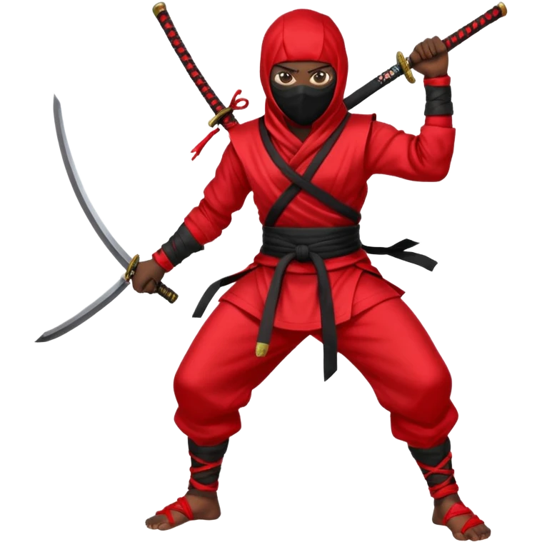 black skin ninja red clothes no weapon full body emoji