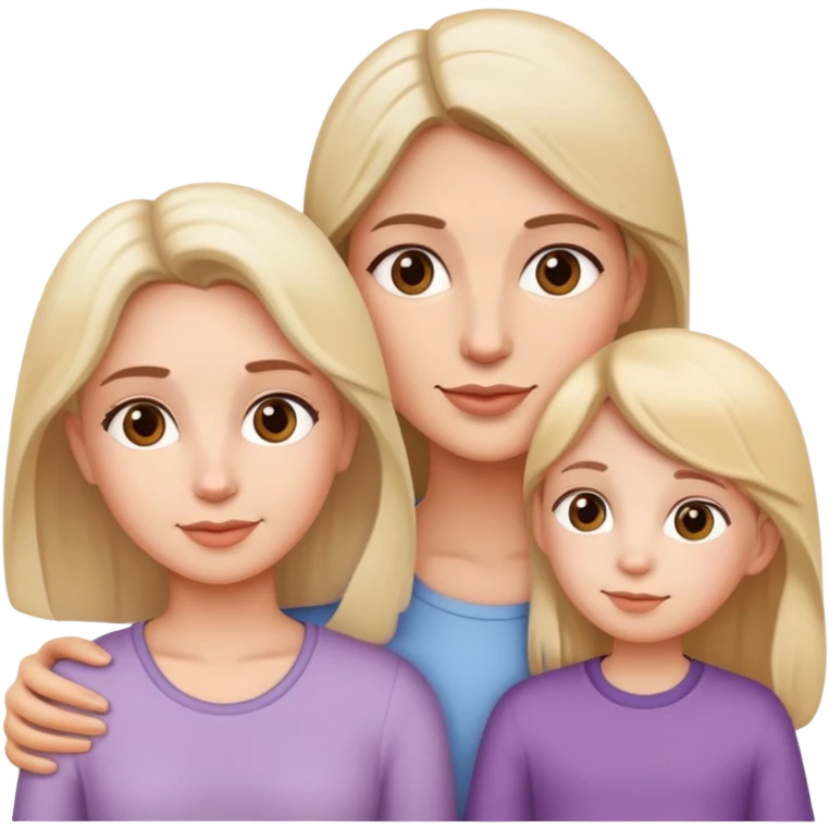 Une maman avec deux filles et un papa emoji