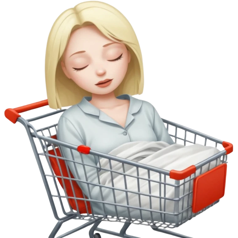 women dead with closed eyes in shopping cart   emoji