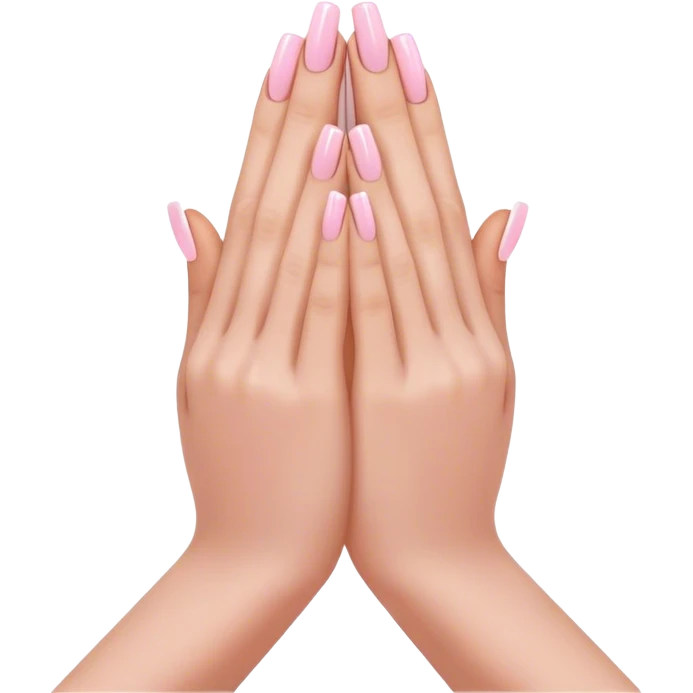 praying hands emoji with light pink acrylic nails emoji